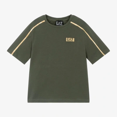 Ea7 Kids'  Emporio Armani Boys Green Cotton T-shirt