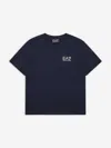 Ea7 T-shirt In Cotone Con Mini Logo  In Blue