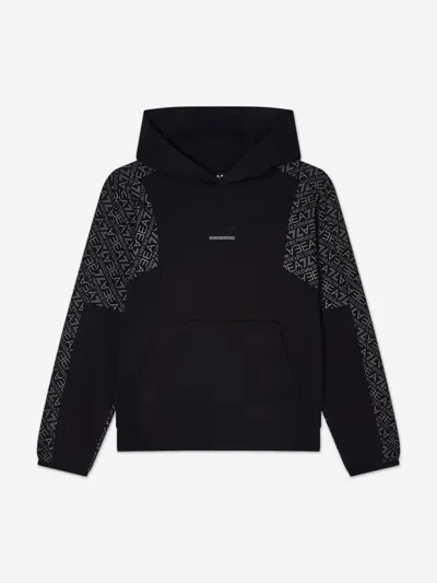 Ea7 Kids'  Emporio Armani Boys Monogram Logo Hoodie In Black