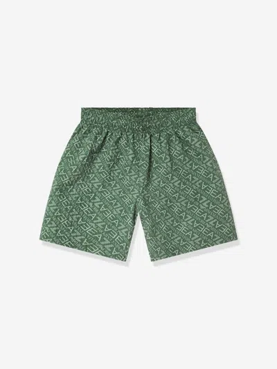 Ea7 Kids'  Emporio Armani Boys Monogram Logo Swim Shorts In Green