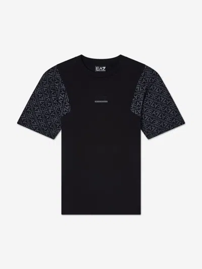 Ea7 Babies'  Emporio Armani Boys Monogram Logo T-shirt In Black