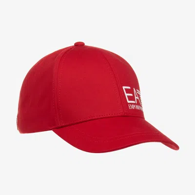 Ea7 Kids'  Emporio Armani Boys Red Cotton  Logo Cap