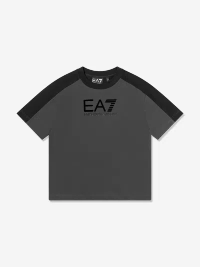 Ea7 Babies'  Emporio Armani Boys Train Athletic Colourblock T-shirt In Gray
