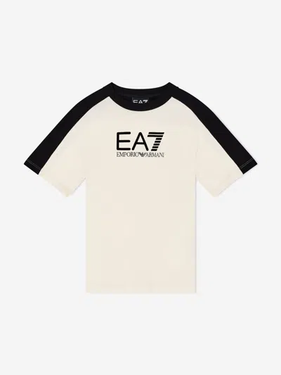 Ea7 Kids'  Emporio Armani Boys Train Athletic Colourblock T-shirt In White