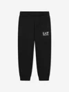 Ea7 Emporio Armani Boys Black Cotton Monogram Joggers In Black