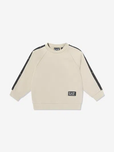 Ea7 Kids'  Emporio Armani Boys Train Logo Tape Sweatshirt In Neutral
