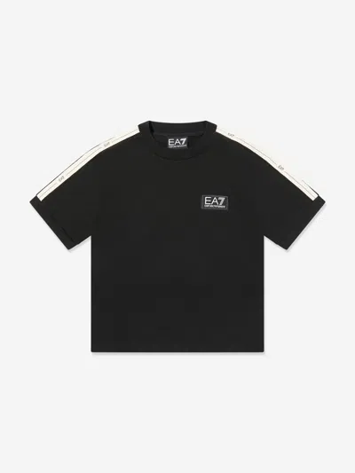 Ea7 Babies'  Emporio Armani Boys Train Logo Tape T-shirt In Black