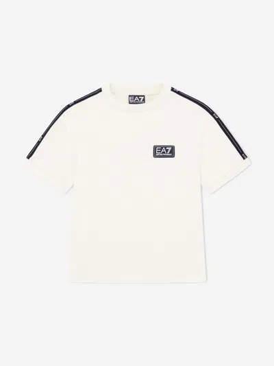 Ea7 Babies'  Emporio Armani Boys Train Logo Tape T-shirt In White