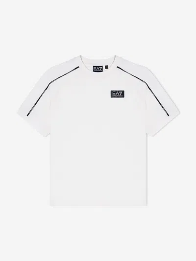 Ea7 Babies'  Emporio Armani Boys Train Logo Tape T-shirt In White