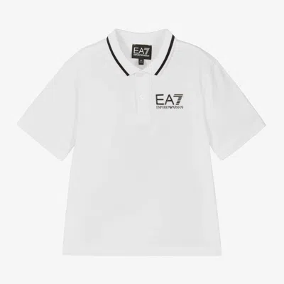 Ea7 Babies'  Emporio Armani Boys White Cotton Polo Shirt