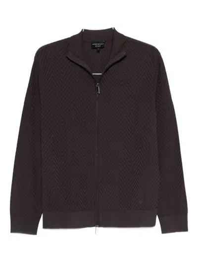 Ea7 Emporio Armani Chevron Cardigan In Black