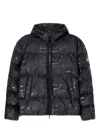 Ea7 Ll-over Logo Print Padded Jacket In Black