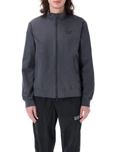 Ea7 Emporio Armani Core Identity Recycled-nylon Zip-up Sweatshirt In Blue