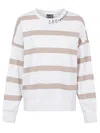 Ea7 White Striped Sweatshirt In White
