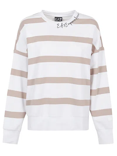Ea7 Emporio Armani Cotton Crewneck Sweatshirt In White