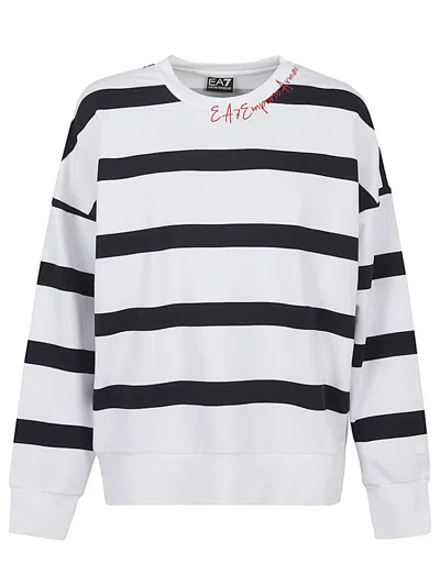Ea7 Emporio Armani Cotton Crewneck Sweatshirt In White