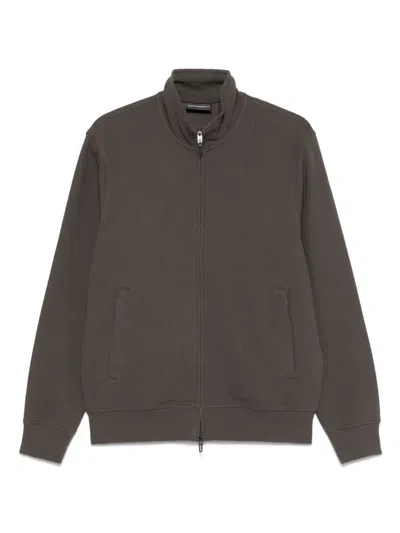 Ea7 Emporio Armani Cotton Zipped Sweatshirt In Brown