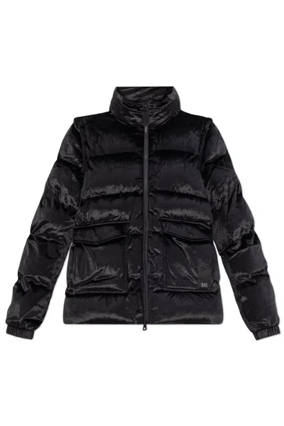 Ea7 Logo-appliqué Puffer Jacket In Black