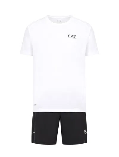 Ea7 Official Store Ensemble T-shirt Et Short Dynamic Athlete En Tissu Technique Ventus7 In White