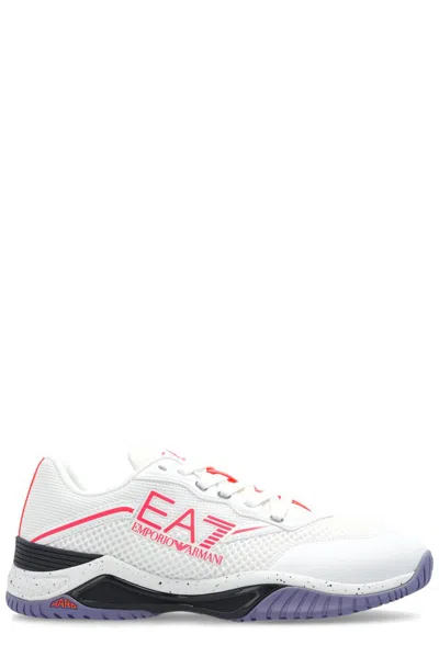 Ea7 Contrasting Low-top Trainers In White