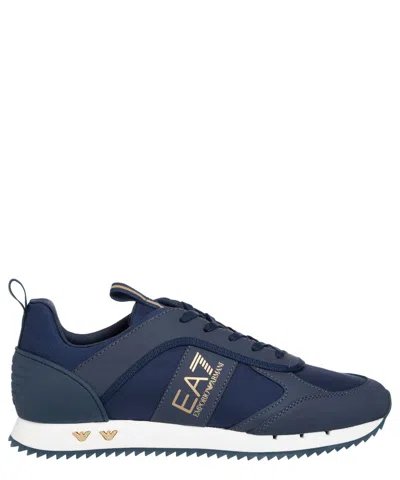 Pre-owned Ea7 Emporio Armani  Sneakers Men X8x027xk219s854 Black Iris Logo Detail Shoes In Blue