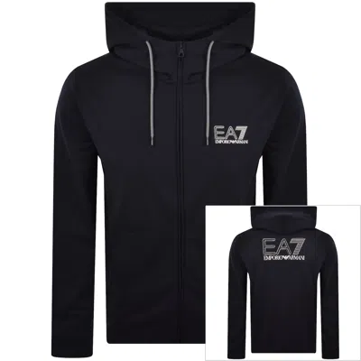 Ea7 Emporio Armani Full Zip Hoodie Navy In Black