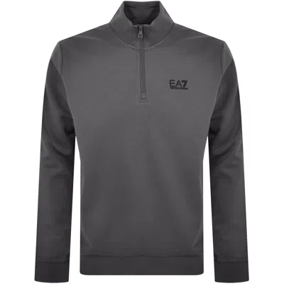 Ea7 Emporio Armani Full Zip Logo Sweatshirt Grey