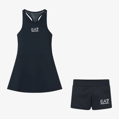 Ea7 Kids'  Emporio Armani Girls Navy Blue Ventus7 Tennis Dress Set