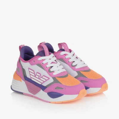 Ea7 Kids'  Emporio Armani Girls Pink Ace Runner Trainers