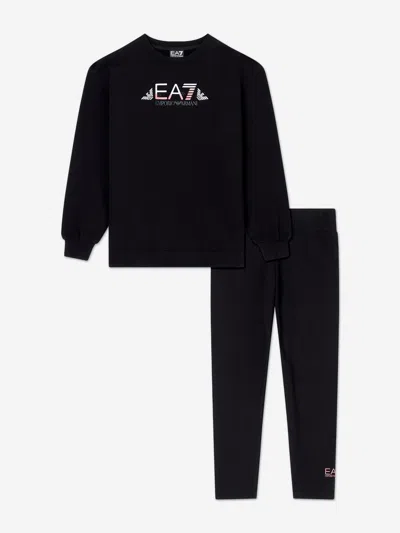 Ea7 Babies'  Emporio Armani Girls Train Logo Legging Set In Black