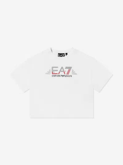 Ea7 Babies'  Emporio Armani Girls Train Logo T-shirt In White
