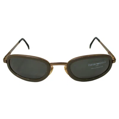 Pre-owned Ea7 Emporio Armani Grey Oval Gold-tone Metal Frame Sunglasses Circa 1990s In Gray