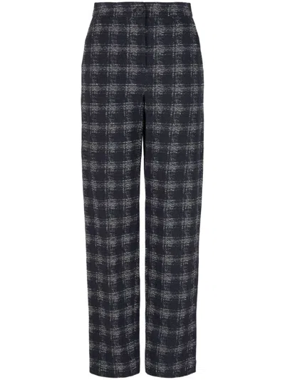Ea7 Emporio Armani High-waisted Cotton Trousers In Gray