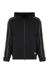 Ea7 Emporio Armani Hooded Sweatshirt With Zip In Cotton In Black