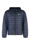 Ea7 Emporio Armani Hooded Ultra-light Down Jacket In Blue