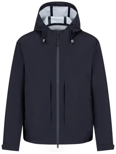 Ea7 Emporio Armani Hooded Zipped Jacket In Blue
