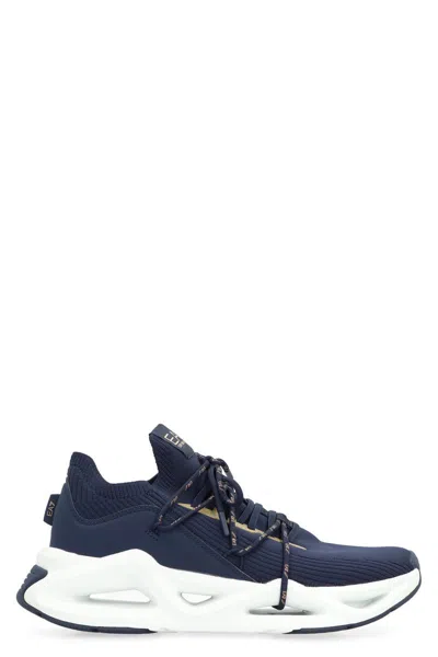 Ea7 Emporio Armani Knit Low-top Sneakers In Blue