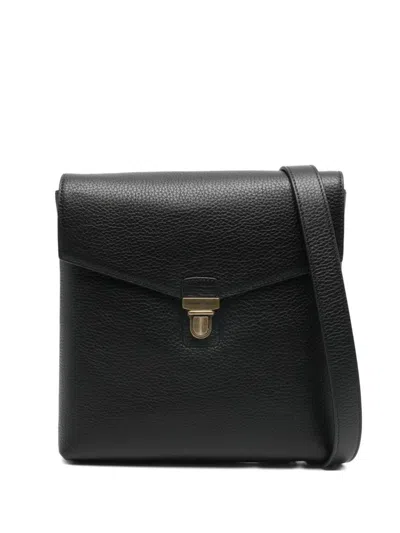 Ea7 Emporio Armani Leather Crossbody Bag In Black