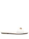 Ea7 Emporio Armani Leather Flat Sandals In White