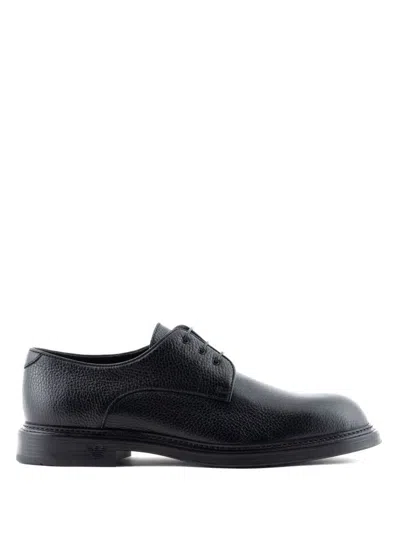 Ea7 Emporio Armani Exclusive Leather Laced Shoes In Black