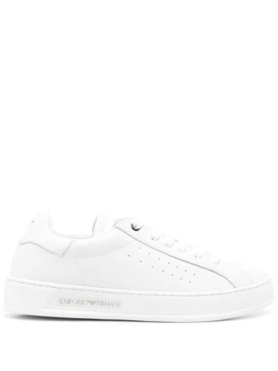Ea7 Emporio Armani Leather Trainers In White