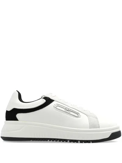 Ea7 Emporio Armani Leather Trainers In White