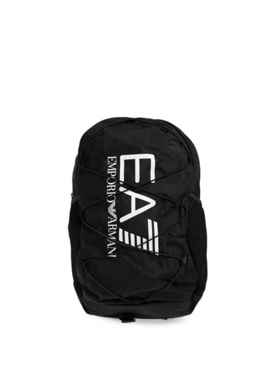 Ea7 Emporio Armani Logo Backpack In Black