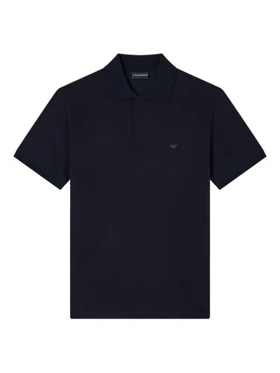 Ea7 Emporio Armani Logo Cotton Polo Shirt In Blue