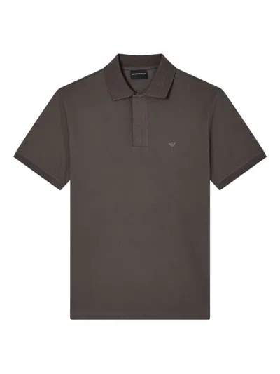 Ea7 Emporio Armani Logo Cotton Polo Shirt In Gray