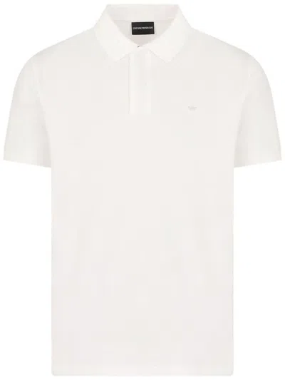 Ea7 Emporio Armani Logo Cotton Polo Shirt In White