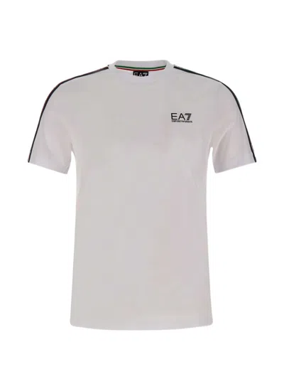 Ea7 Emporio Armani Logo Cotton T-shirt In White