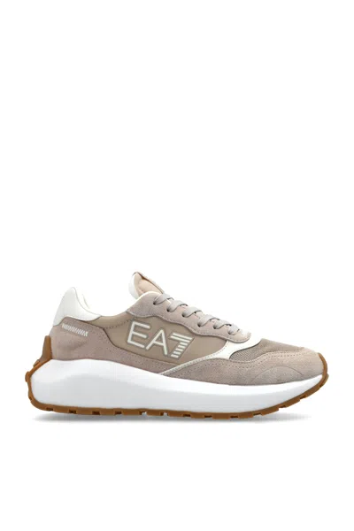 Ea7 Emporio Armani Logo Detail Sneakers In Neutral