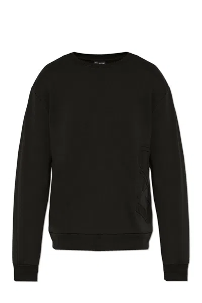Ea7 Logo-embossed Cotton Sweatshirt In Black