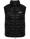 Ea7 Emporio Armani Logo Down Vest In Black